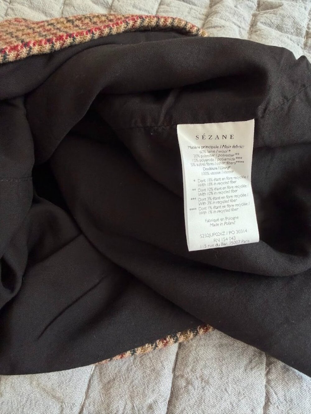 Sezane Malia Skirt - Brown Houndstooth - Size 2 US / 34 FR - Picture 6 of 8